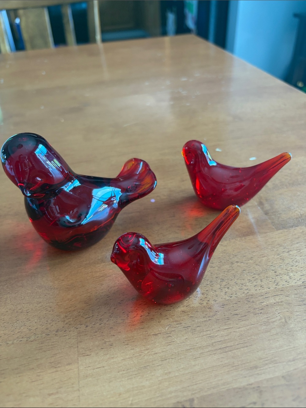Red Glass Bird Figurines - Set of 3 - Picture 4 of 4